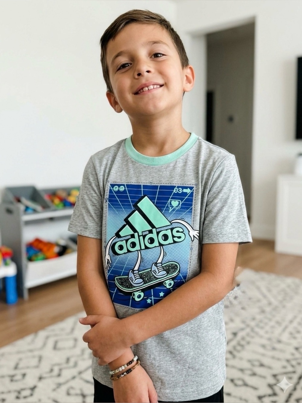 adidas Skateboard T-Shirt Skateboard Graphic Tee Gray & Green Large